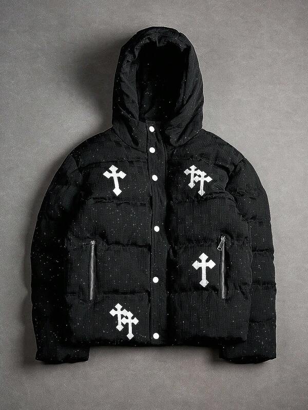 PAVTROS Jachetă bărbătească la modă, versatilă, cu imprimeu încrucișat, toamnă/iarnă