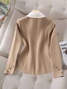 GlowEve Women's Elegant Versatile Patchwork Long Sleeve Blazer, Autumn