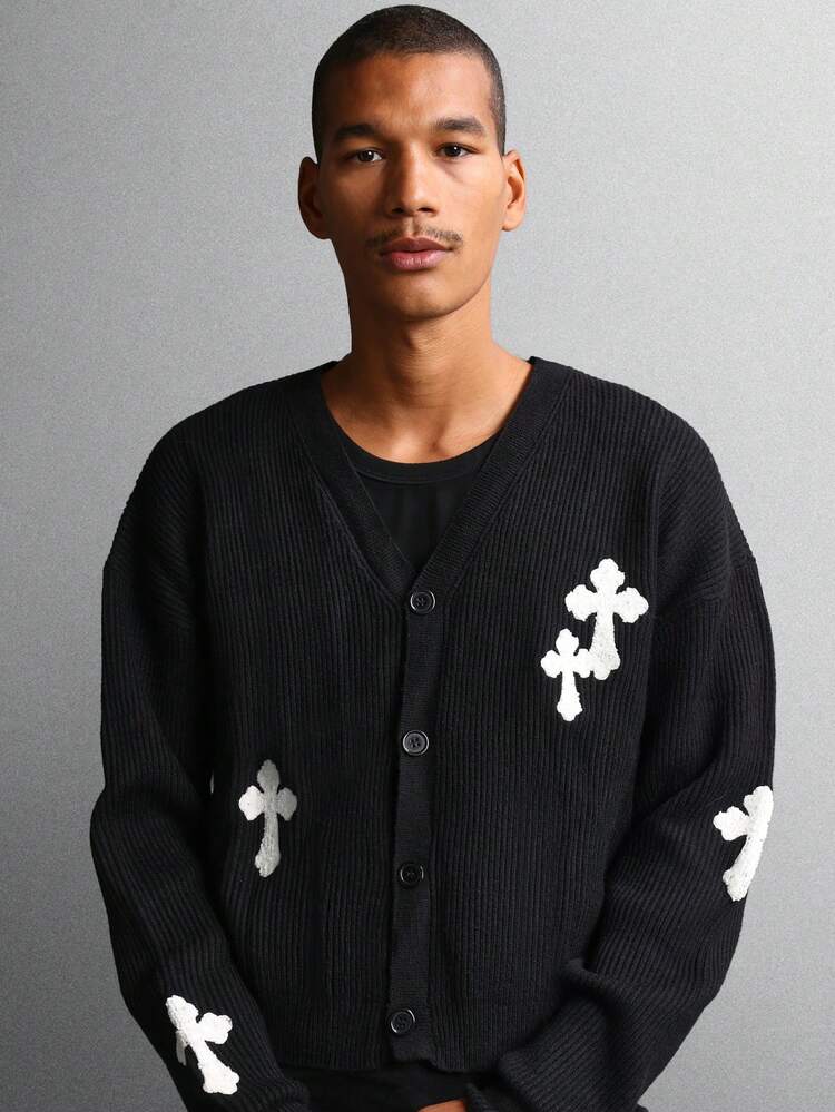 Cable Knit Button Front Cardigan With Pockets