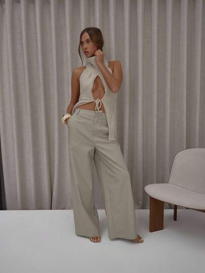 MUSERA Oversized Wide Leg Suit Trousers Classy Cute Sexy Streetwear Night Out Winter Party