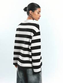 Maija 2025 Autumn Casual Long Sleeve Button Front Loose Versatile Minimalist T-Shirt Top, Simple Urban Business Casual Women's Office Wear, Cute Outfit For Going Out, School, Christmas Party