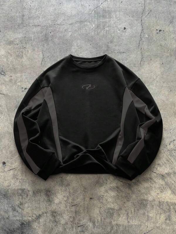 AXEPEAK Sudadera holgada de cuello redondo de manga larga para hombre, otoño e invierno