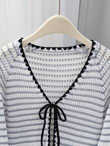 GlowEve Cárdigan largo y elegante casual para mujer - Celeste - Ver 5