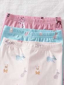 6件套女婴简约时尚浅粉色、浅绿色和米色组合打底裤和长袖连体衣睡衣 - 彩色 - 查看 5