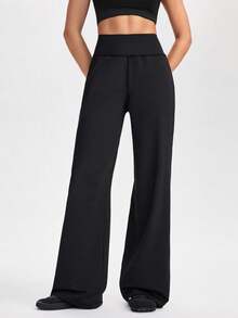 Gameset SHEIN Sport 女士纯色高腰宽松直筒休闲百搭运动裤