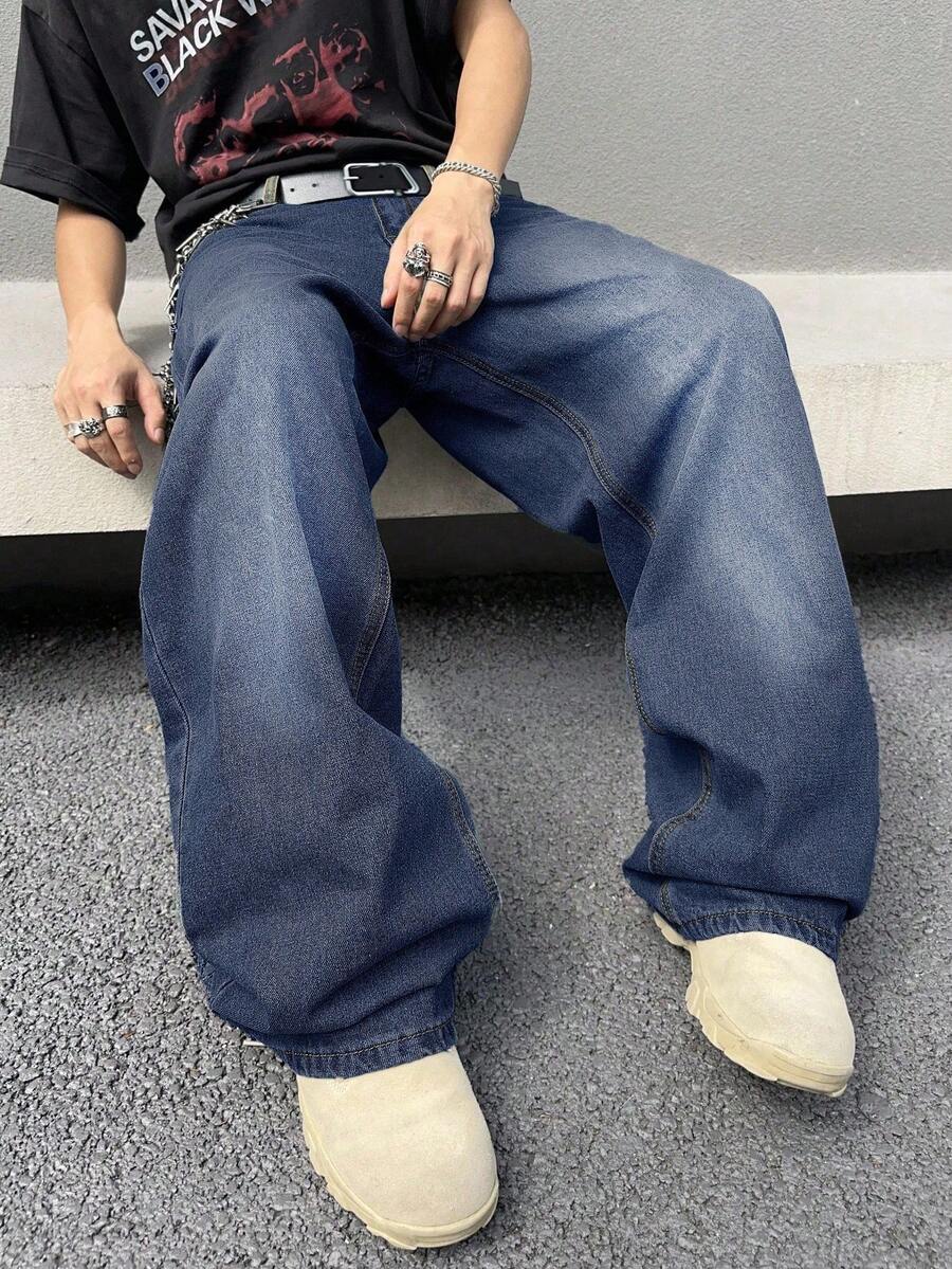 Manfinity ZONE917 Men's Denim Jeans - Dark Wash - View 1