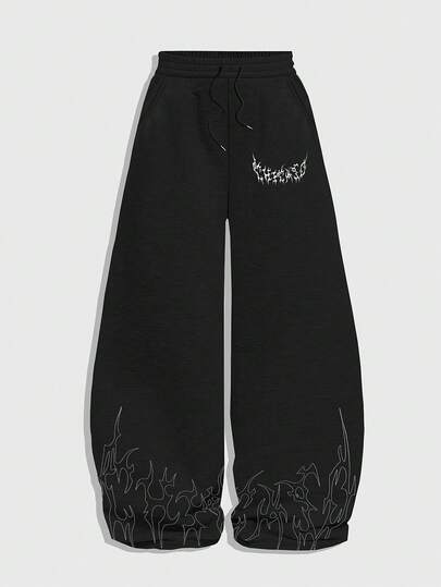 Street Life Men's Casual Fire Printed Pants, Everyday Wear, Fall