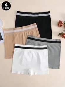 4 件套 NudeFit 女式高腰条纹无缝内裤，简约舒适 - 彩色 - 查看 6