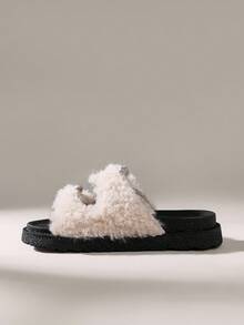 Solecia Zapatillas de plataforma con pedrería brillante y diseño retro para mujer - Caqui - Ver 3