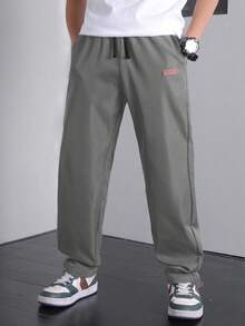 SHEIN Quần dài thường ngày màu xanh dành cho bé trai, thoải mái, thời trang, đa năng, vải mềm, thích hợp mặc hàng ngày, đi học, đi chơi, hoạt động ngoài trời, mọi mùa - Xám - Xem 4