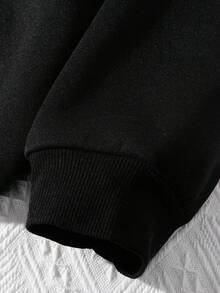 EMERY ROSE Plus Size Women's Solid Color Casual Sweatshirt, Autumn/Winter - Black - View 3