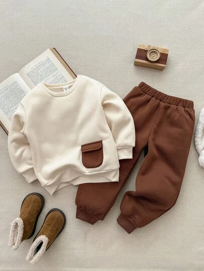 Blossori 男童法式优雅圆领运动衫/运动裤套装