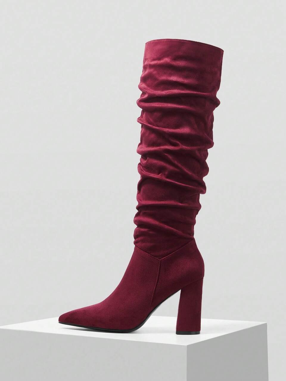 VINTAGE WESTERN STYLE POINTED TOE METAL ZIPPER TALL BOOTS