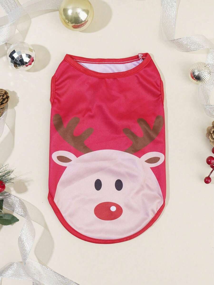 PETSIN 1 件圣诞驯鹿图案狗狗定位背心 - 彩色 - 查看 1