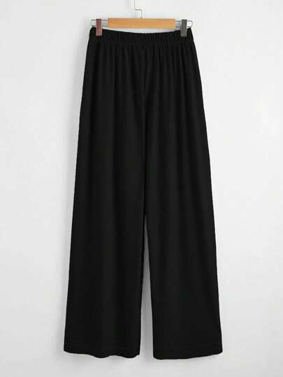 Plus Single Button Wide Leg Pants