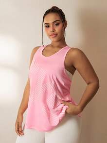 Gameset SHEIN Sport 大码女式宽松无袖休闲户外运动T恤 无袖健身上衣 曲线运动上衣 女式运动背心 大码曲线运动上衣 - 彩色 - 查看 6