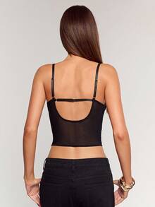 SHEIN BAE Solid Color Lace Sexy Fitted Cropped Camisole Top For Women,Black Corsets, Elegant Tops, Sexy Tops, Lace Corsets, Date Tops, Club Tops, Going Out Tops, Christmas Tops, Halloween Corsets