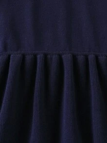 SHEIN 少女毛衣裙，海军蓝针织宽松高领套头毛衣，白领，返校，休闲度假日常穿着 - 藏蓝色 - 查看 6
