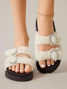 Solecia 女士休闲舒适厚底复古拖鞋 - 米色 - 查看 7