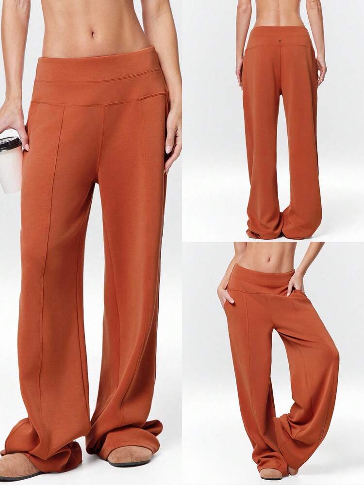 30" Regular SoftCalm Modal Silk Touch Wide Leg High Waist Lounge Pants With Side Pockets Daily Casual Spring Summer