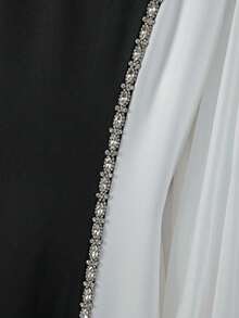 Franclia Damen elegantes, minimalistisches Farbblock-Kleid mit Strass-Verzierung