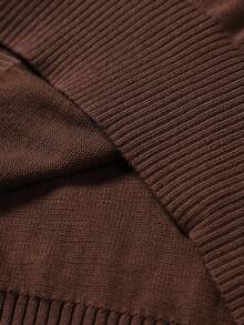 Manfinity Homme Áo len cổ chữ V màu trơn đa năng thường ngày cho nam Áo len tông màu đất Áo len nam màu nâu, Thu Đông - Nhiều màu - Xem 7