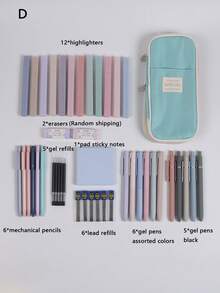 SHEIN 44 件莫兰迪色文具套装文具套装，中性笔 0.5 毫米 44 件套装彩色多色墨水细尖舒适握把速干笔用于日记笔记、学校用品。返校。 - 均碼 - 查看 13