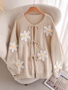 CosyJoli Große Größen Damen Herz gestrickter Cardigan, französisch elegante Mode Herbst/Winter Strickjacke - Verschiedenfarbig - Übersicht 4