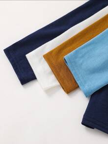 SHEIN 4pcs/Pack Baby Boy Casual Cute Solid Color Long Sleeve Knit T-Shirt, Unisex Baby Clothes, Baby Winter Clothes, Kindergarten - Multicolor - View 7