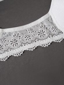 SHEIN 2件套前开扣性感蕾丝拼接女士文胸内衣套装 - 彩色 - 查看 4