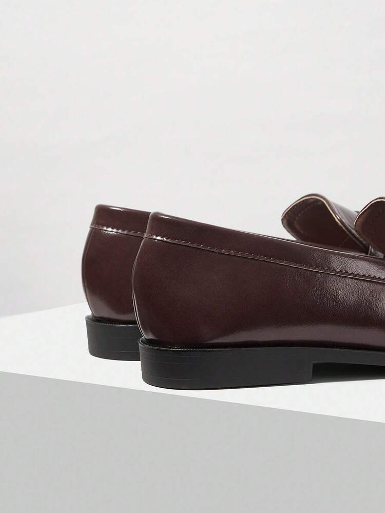 MOCASINES CLÁSICOS Y SENCILLOS DE PIEL DE MUJER, ZAPATOS PLANOS DE ESTILO BRITÁNICO RETRO CÓMODOS PARA OTOÑO/INVIERNO