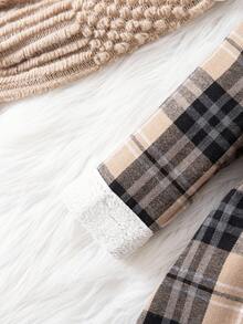 SHEIN Baby Mädchen Vintage Karomuster Thermojacke, Herbst/Winter