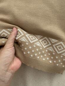 Blossori Young Boys' French Elegant Geometric Pattern Crew Neck Long Sleeve Sweater Fall Winter - Khaki - View 6