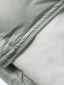 Livesso Solid Color Loose Collar Short Cotton-Padded Coat For Women Jacket - Mint Green - View 12