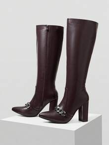 MOTF BOTAS ALTAS NEGRO ESTILO VINTAGE WESTERN CON CREMALLERA METÁLICA - Burdeos - Ver 4