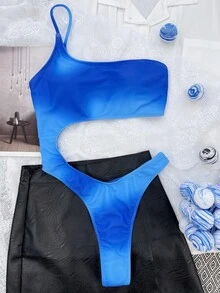 Swim Basics Summer Beach Ombre Cut-Out One Piece Swimsuit - Blue - View 4