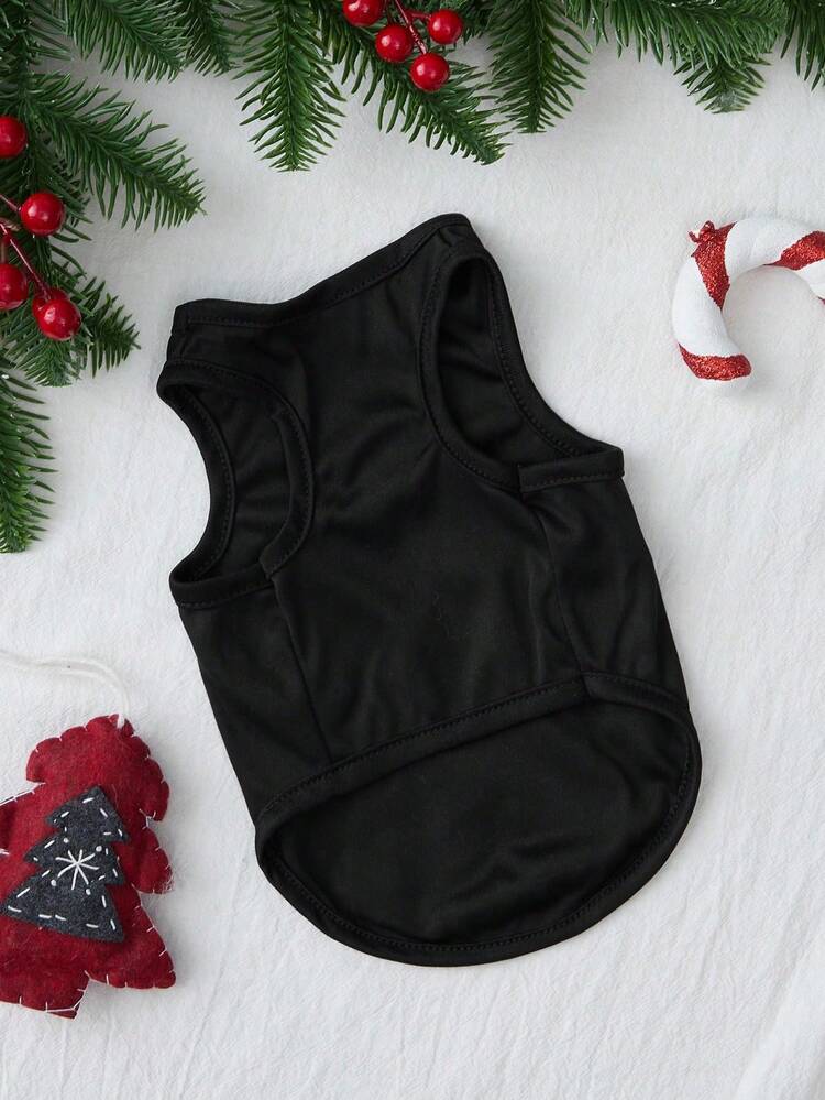 PETSIN 1 件带字母图案的宠物圣诞礼物黑色背心 - 黑色 - 查看 5