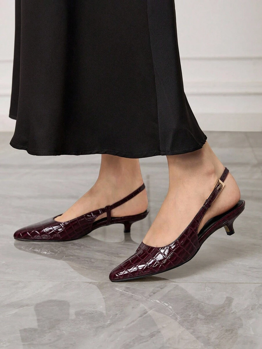 Sleekvia Giày cao gót mũi nhọn thanh lịch thời trang dành cho nữ - Màu Đỏ Sâu - Xem 1