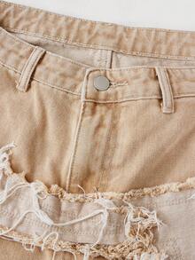 SHEIN Girlism Y2K 少女时尚星形拼接流苏低腰宽松阔腿牛仔裤，毛边斜插口袋，降落伞裤，拼接牛仔裤，宽松裤，阔腿牛仔裤，秋冬宽松牛仔裤