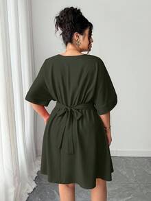 Elenzga Elegant V-Neck Cinched Waist Waist Short Red Evening Dress, Casual & Minimalist Style For Summer