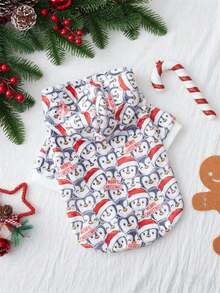 PETSIN 1 件宠物狗连帽运动衫，圣诞老人和驯鹿印花 - 彩色 - 查看 5