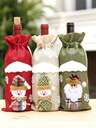 Joivida 1pc Christmas Gift Bag With Drawstring, Burlap Christmas Wine Bottle Bag - Designed For Santa Claus, Reindeer, Snowman, Reusable Gift Bag, Used For Bulk Packaging Of Christmas Party Gifts, Suitable For Christmas, Weddings, Birthdays, And Holiday Parties