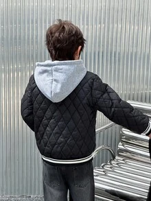 Mirajuku 男童钻石纹长袖棉衣，秋冬