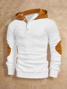 Manfinity NXTstreet Hanorac bărbătesc casual, tricotat în culori contrastante, cu jumătate de nasture, toamnă, iarnă - Multicolor - Vizualizare 6