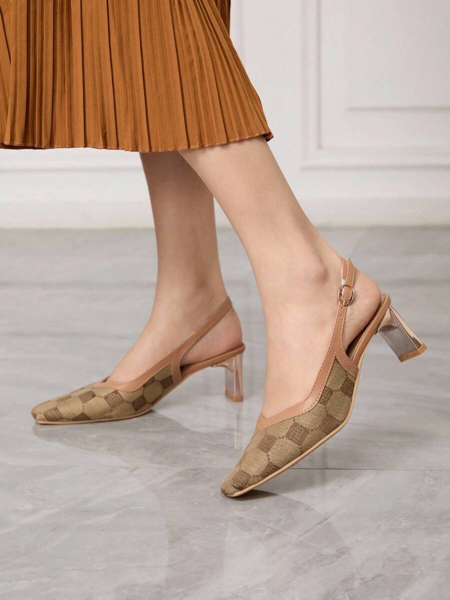 Sleekvia Women's Fashionable Apricot Color High Heel Peep Toe Sandals - Khaki - View 1