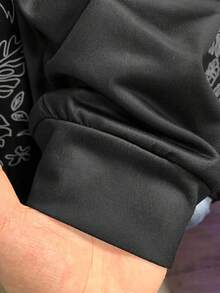 CosyJoli Teacher's Day Halloween Casual Versatile Plus Size Casual Long Sleeve Personalized Sleeve Floral Pattern Loose Round Neck Pullover, Women's Autumn Clothing Suitable For Autumn And Winter - Black - View 6