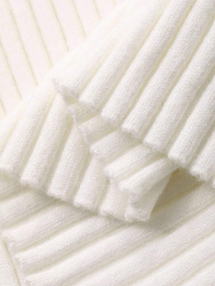 Women's Tight Wrap Long Sleeve V-Neck White Sweater Dress