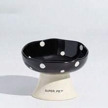 1/2个猫碗陶瓷猫食碗狗碗食盆猫碗饭碗高脚狗狗饮水碗斜口大碗宠物专用 - 彩色 - 查看 1
