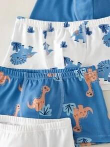 5pcs/Pack Boys' Dinosaur Print Basic Comfortable Soft Breathable Briefs Underwear Fall Winter