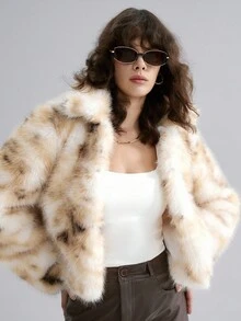 Airlisse Women's Fashion Faux Fur Collar Short Jacket, Winter - Multicolor - View 6